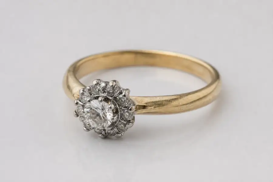 A ring resting on a clean white surface