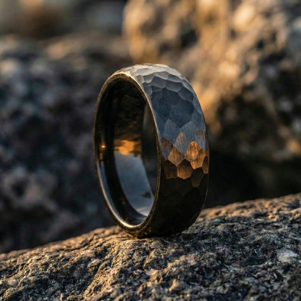 The Crest Ring - Tungsten Carbide Gunmetal Plating | Maison Menashe