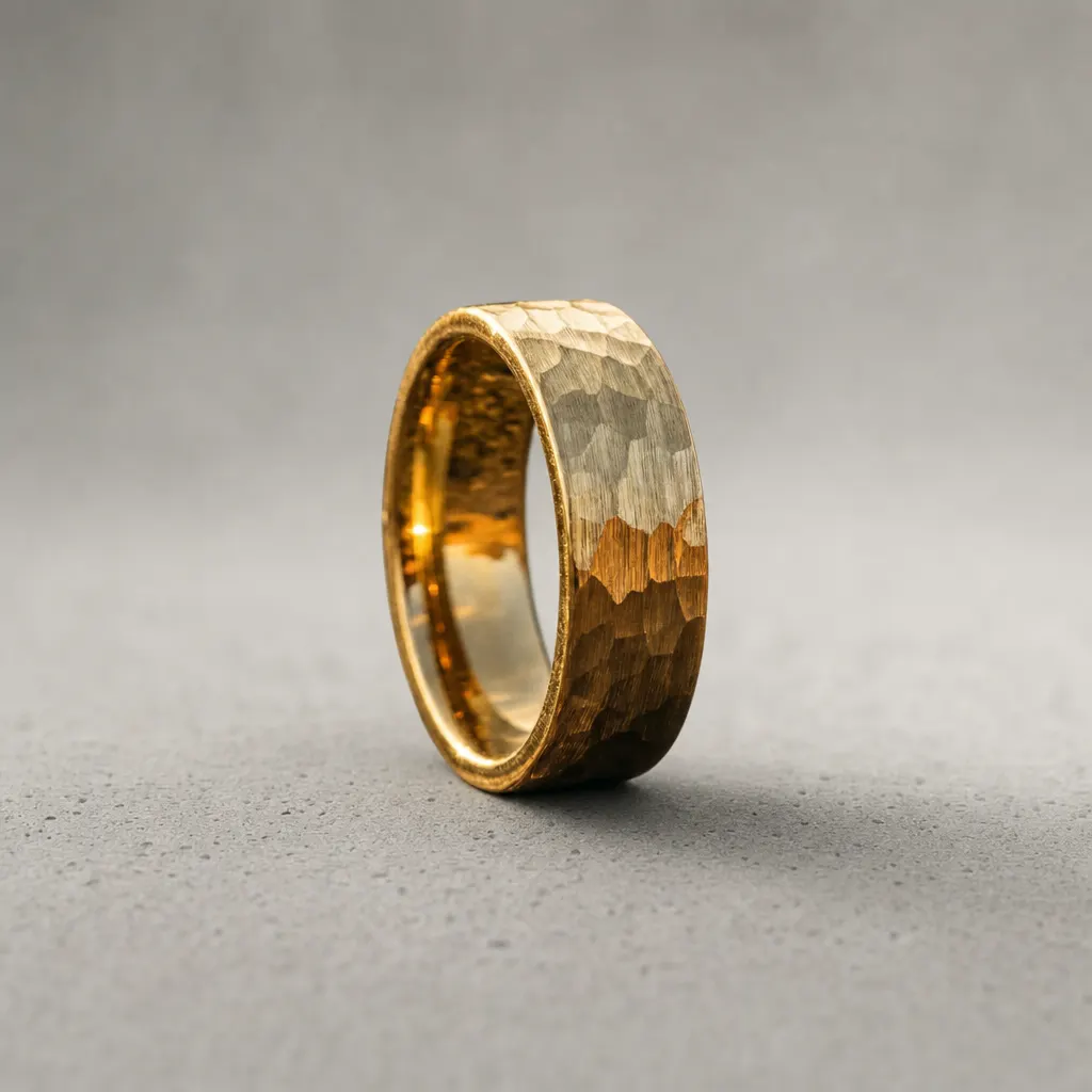 The Zenith, 8mm hammered tungsten ring | Maison Menashe